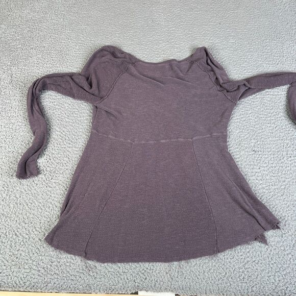 We The Free People Blouse Women Large Brown Scoop Neck Ribbed Knit Pullover Top - Picture 7 of 12